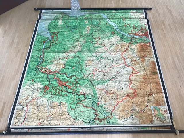 Schulwandtafel Topographie Lehrtafel Regierungsbezirk Stade, Vintage, alt