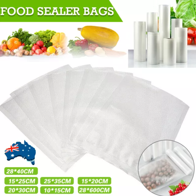 100-1000 Vacuum Sealer Bags Precut Food Storage Heat Seal Cryovac Bags 7 Sizes