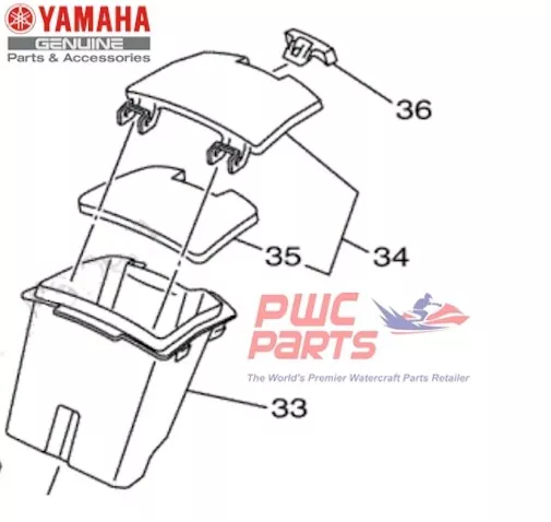 YAMAHA F2X-U1708-00 Glove Box, Lid Hatch & Lock Assy GP1800R GP1800 VX 2015-2020