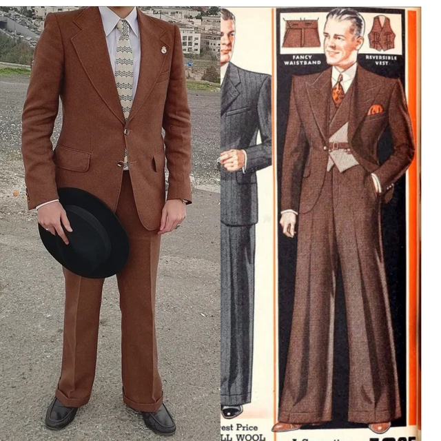 1970s vintage special Handtailored bespoke mens classic worsted suit small Size