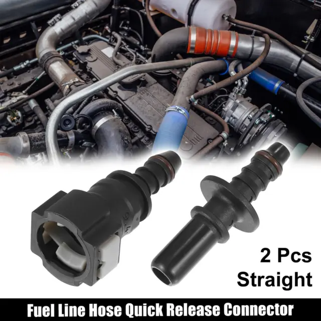 3/8 SAE to 5/16 Straight Fuel Line Hose Quick Release Connector Hose Nylon 2PCS