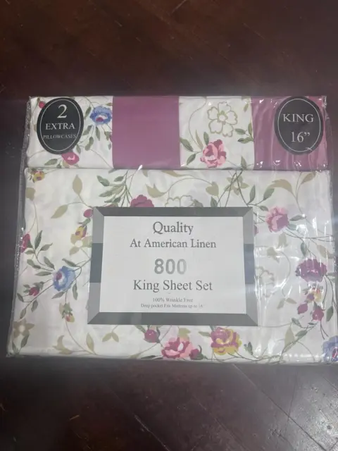 American Linen 800 King Sheet Set  100% Wrinkle Free Cotton Percale - 6 Pieces