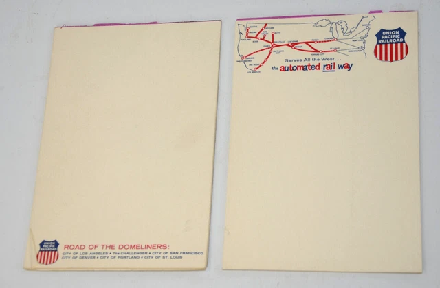 Union Pacific Railroad Note Pad lot 1940s Vtg Road of the DOMELINERS West Prop