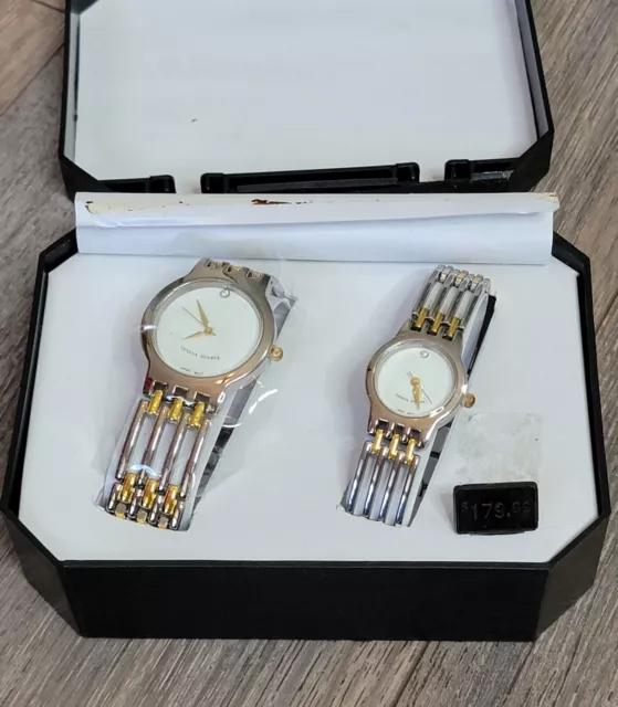 Geneva His and Her Gold & Silver Tone Matching Quartz Watches Classic Collection