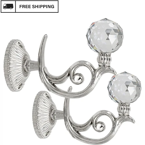 BTSKY Pair of Phoenix Glass Crystal Curtain Holdbacks Drapery Tassel Holder