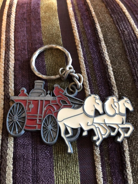 Vintage Horse Drawn Fire Truck Keychain From Greenfield Village Michigan