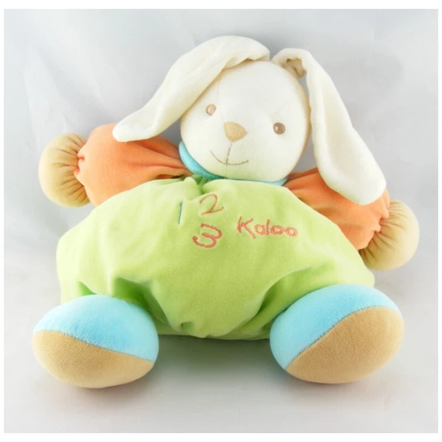 Grand Doudou boule lapin vert orange bleu 123 KALOO - 6796