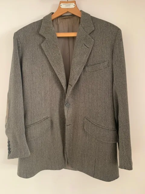 Bespoke Anderson & Sheppard Grey Herringbone Jacket - 36​/​46R Good Condition