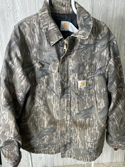 Vintage Carhartt Mossy Oak Treestand Insulated Camouflage Camo Jacket Coat Sz L?