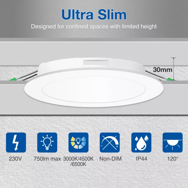 LED Recessed Ceiling Light Flat Panel Downlight Round 4W 5W 7W 10W UK Stock IP44 3