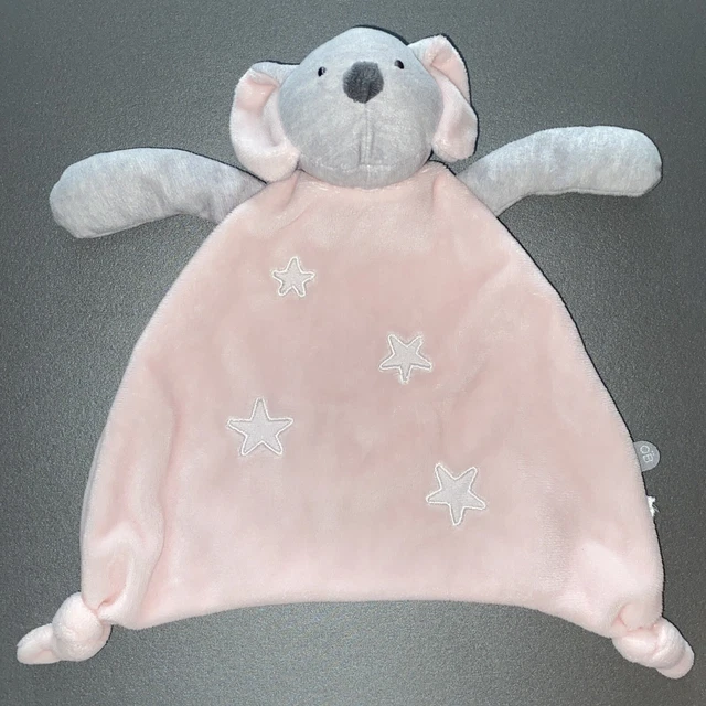 Doudou Plat Obaibi Koala Souris Rose Gris Etoiles 25Cm