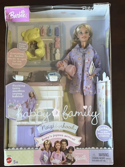 Mattel Caucasian Happy Family Baby Doctor Dr Barbie Doll NIB Sealed 2003 NEW