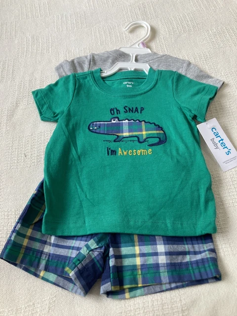 Carters baby boy 3 piece alligator short outfit size 9M NWT