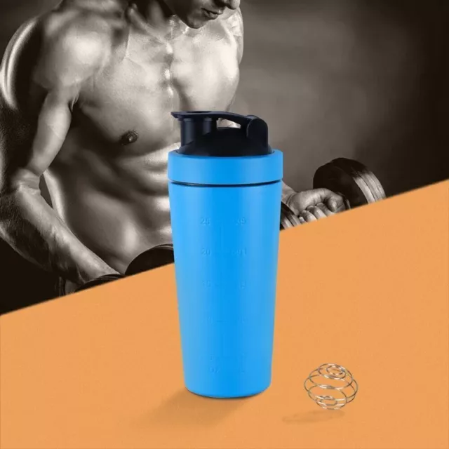 Protein Shaker Edelstahl  304 Becher 750ml Trinkflasche Eiweiß Shaker Fitness DE