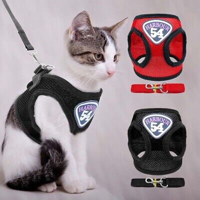 Mesh Cat Harness Clothes Jacket Puppy Kitten Pug  Vest Walking Leash Leads^.