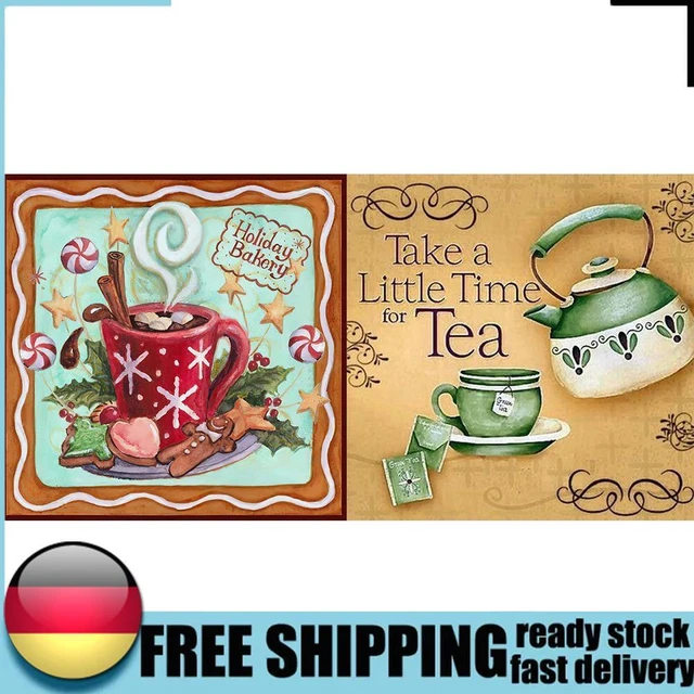 Taza de té lona pintura al óleo sin marco por números pared carteles de arte imagen