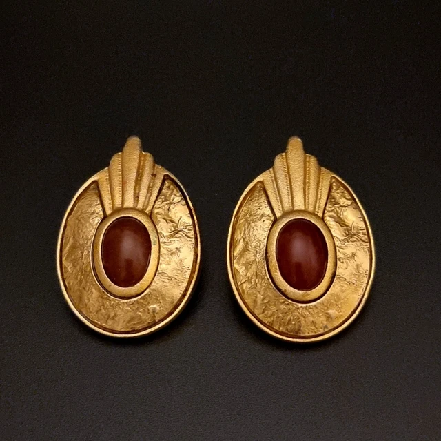 Boucles D'Oreilles Biche De Bere Clips Dorées - Signées/Numérotées - Occasion