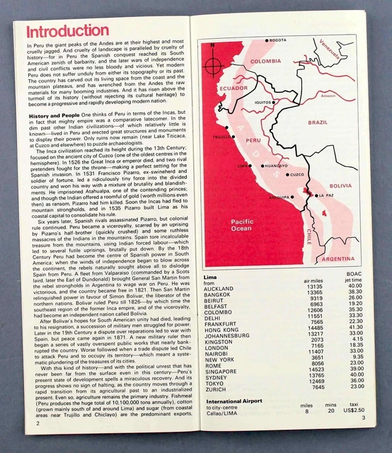 Boac Peru Vintage Airline Brochure 1970 B.o.a.c. 3