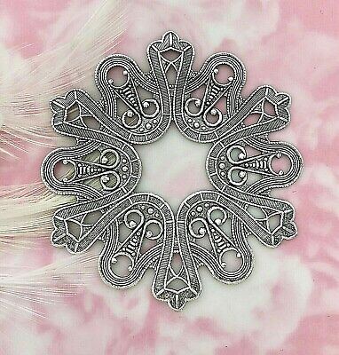 ANTIQUE SILVER Large Art Deco Ornate Embossed Plaque Stamping ~ Finding (C-1303)