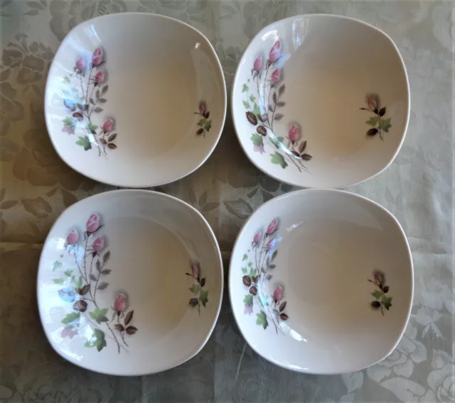 Vintage Sovereign Pottery Johnson Australia Bowls x 4 *Pink Rose 'Memories' Patt