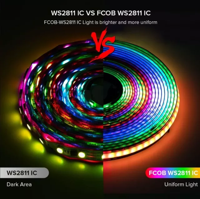 SPI RGB Flexible High Density LED Strip COB WS2811 IC LED Strip 5M 730LEDs/m... 2