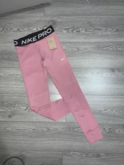 Nike Pro Dri-Fit Leggings Girls Size XL Age 13-15 Years Pink  New DA1028-010