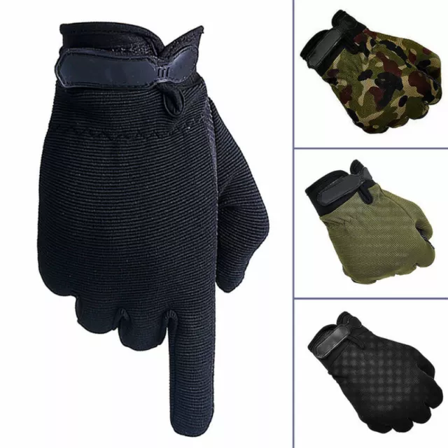Mens Womens Outdoor Tactical Gloves Jogging Riding Hiking Full Finger Gloves UK 2