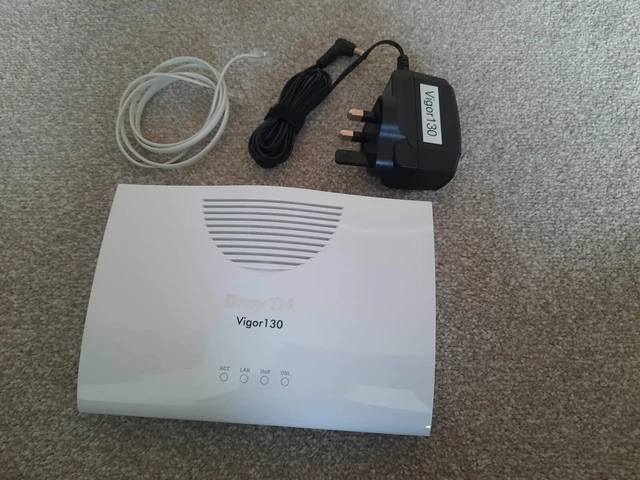 DRAYTEK VIGOR 130 ADSL & VDSL2 (FTTC/BT Infinity) Ethernet Modem PPPoA ...