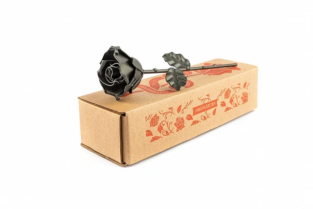 Eternal Wrought Iron Rose - Hand forged Black