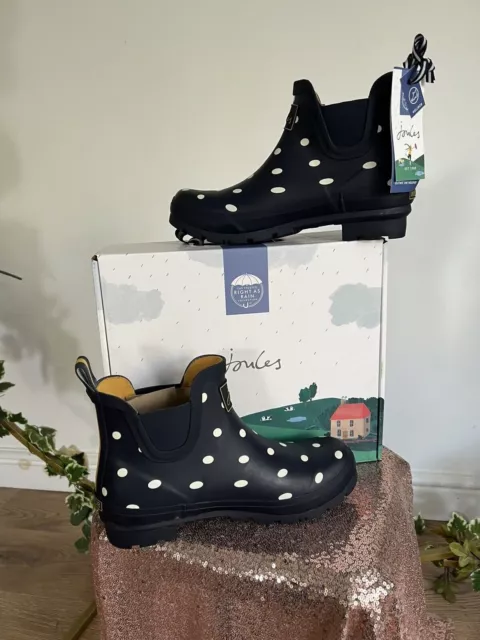 JOULES Wellibob Wellies Boots UK 3 EU36 Ankle Navy Spot Print NEW FREEPOST