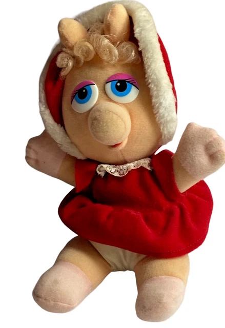 Vintage Baby Miss Piggy Stuffed Plush Christmas Jim Henson Muppet Babies 1987