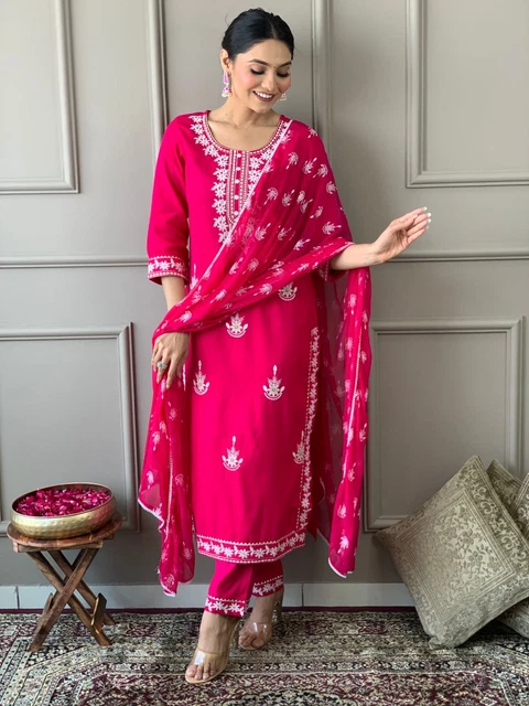 Set abito Rayon Designer Kurti Salwar Kameez set pantaloni Bollywood Kurta set vestiti