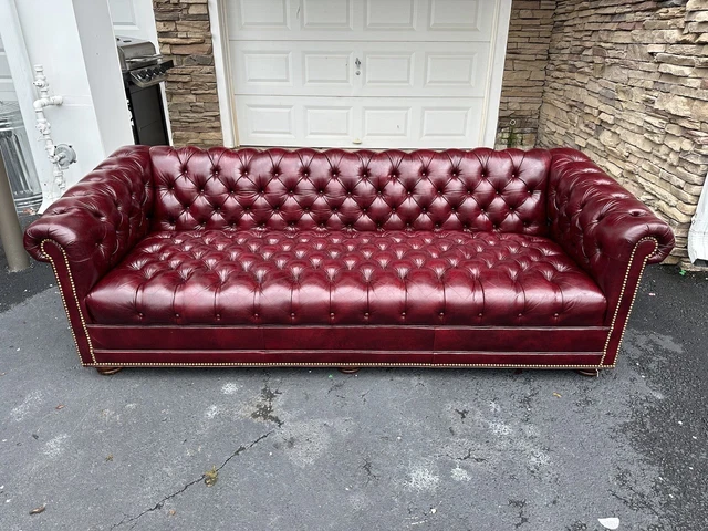 Vintage Tufted Red leather chesterfield Sofa By Leather Craft