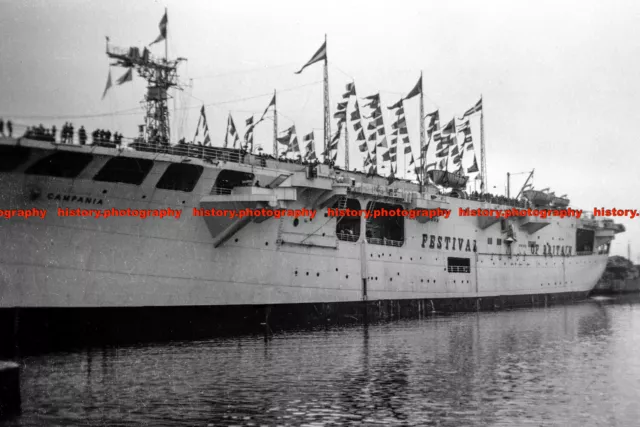 F005892 HMS Campania. Festival of Britain. British aircraft carrier. 1951