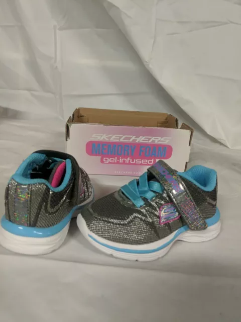 Skechers Girls Size 7 Whimsy Girl Sneaker Gray blue Multi NIB ~ #143H