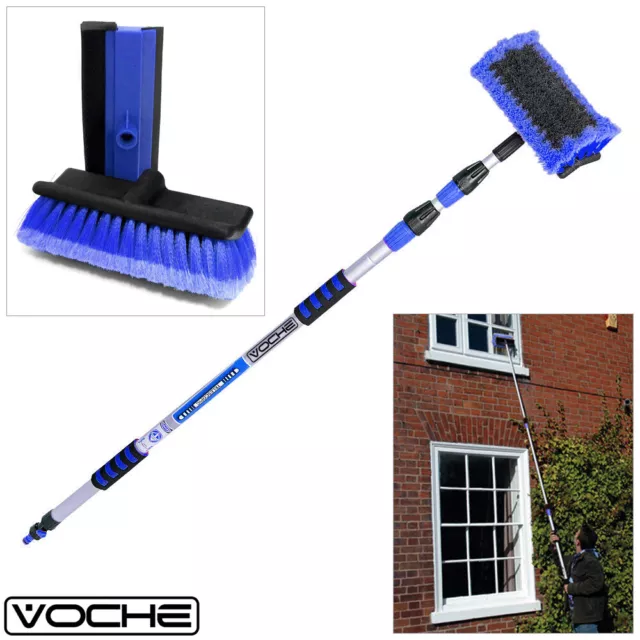 Voche® 3M Aluminium Triple Telescopic Car Wash Window Brush + Free Squeegee