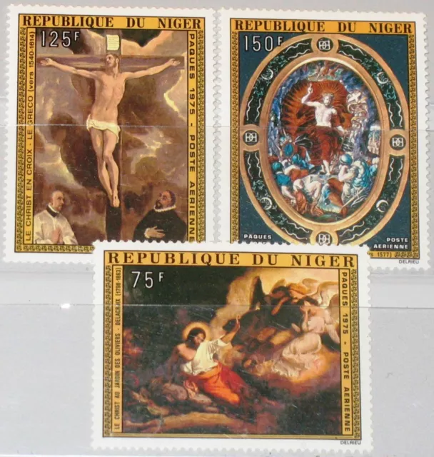 NIGER 1975 457-59 C252-54 Easter Ostern Religion Paintings Gemälde Art Kunst MNH