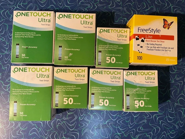 450 tiras reactivas para diabéticos One Touch Ultra y Freestyle Lite Expiración tardía 2023-25 NUEVAS