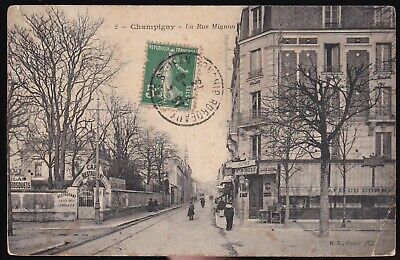 CHAMPIGNY sur MARNE 94 Café MORELE Restaurant BOSQUET rue Mignon CPA Animée 1913