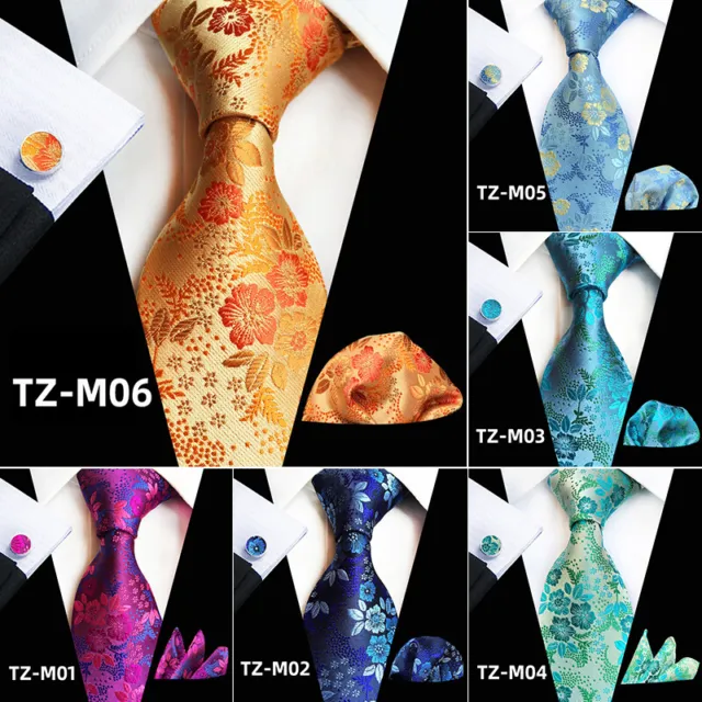 3Pcs/Set Classic Mens Ties Wedding Party Tie Pocket Square Cufflinks Suits Gift