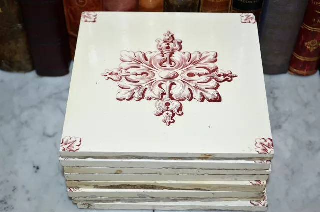 One Antique Maw & Co England Victorian Tile Acanthus Rosette Pattern 7 Available
