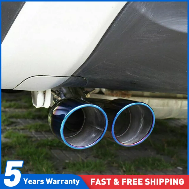 Universal Twin Dual Exhaust Pipe Trim Tip Tail Muffler Stainless Steel Blue UK