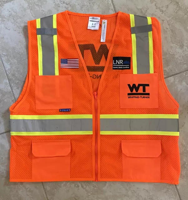 ML KISHIGO High Visibility Vest Reflective Orange MADE IN USA Size L XL XXL