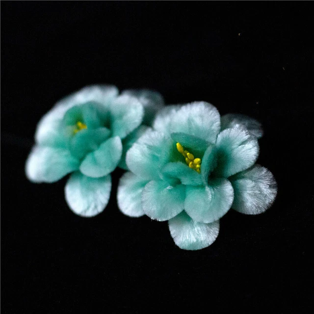 Chinese National Style Jewelry Silk Velvet Flower Beijing Opera Begonia Temple 2