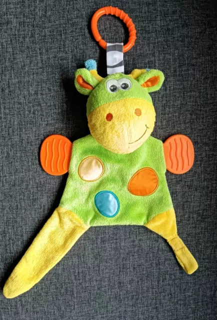 🌟 Doudou Vache Girafe Plat PLAYGRO Anneau Activité + Dentition Tetine