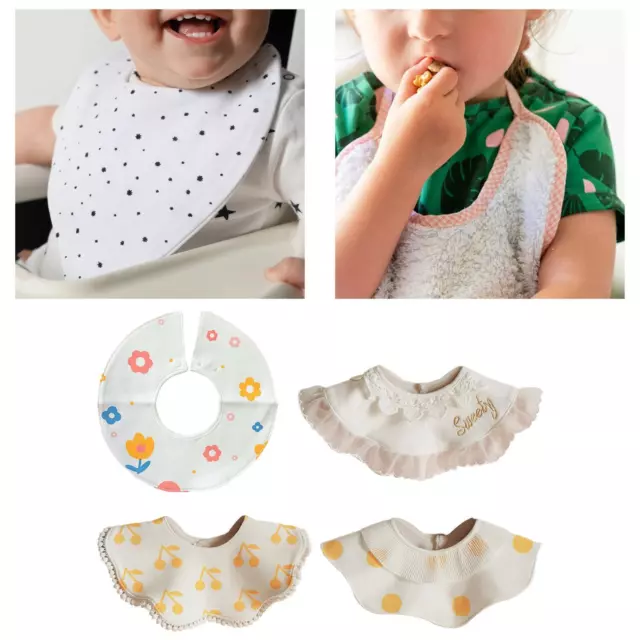 Baby Bib Feeding Bibs, Soft Absorbent Adjustable Muslin Bandana Drool Bibs,