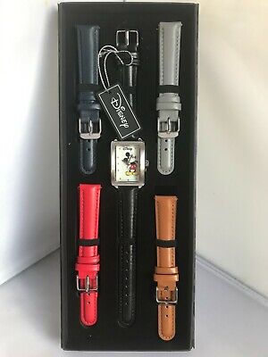 Disney Limited Edition Mickey Mouse Leather Watch Set 5 bands Box Set New M/2
