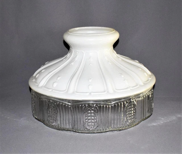VINTAGE ALADDIN LAMP SHADE w/ ETCHED TOP & CLEAR BOTTOM