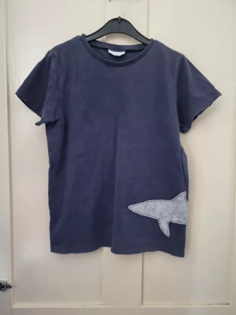 Boys Applique Shark T Shirt. The Little White Company. Age 11-12 Years