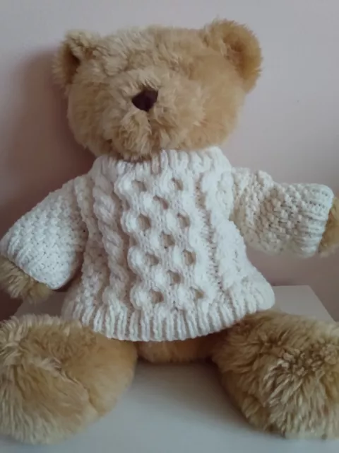 Hand Knitted Teddy Bear Jumper Cable Design for 16" bear